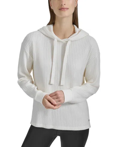 Marc New York Andrew Marc Sport Women's Long-sleeve Braided Knit Hoodie In Cream
