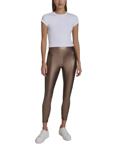 Marc New York Andrew Marc Sport Women's Metallic Faux-leather Leggings In Bronze