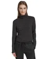 Marc New York Andrew Marc Sport Women's Metallic Ribbed Turtleneck Top In Black