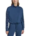 Marc New York Andrew Marc Sport Women's Mixed-media Scuba Turtleneck Top In Royal
