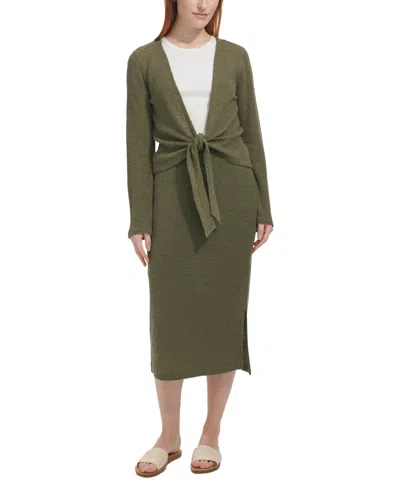 Marc New York Andrew Marc Sport Women's Pull-on Crochet Midi Skirt In Dusty Olive