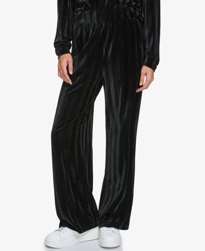 Marc New York Andrew Marc Sport Women's Pull On High Waist Ribbed Velvet Pants In Black