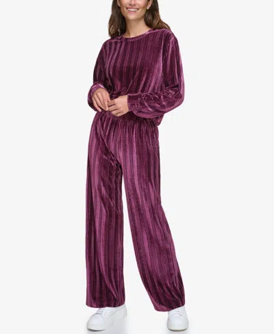 Marc New York Andrew Marc Sport Women's Pull On High Waist Ribbed Velvet Pants In Malbec