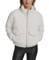 Marc New York Quilted Faux Fur Bomber Jacket In Cream