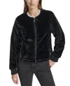 Marc New York Andrew Marc Sport Women's Ribbed Faux-fur Jacket In Black