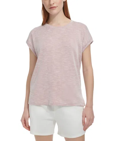 Marc New York Andrew Marc Sport Women's Ribbed Pinstriped T-shirt In Lilac