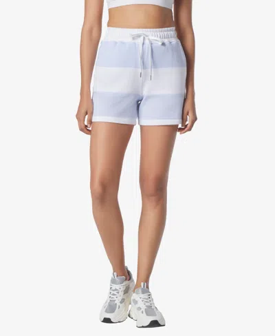 Marc New York Andrew Marc Sport Women's Rugby Stripe Shorts In French Blue