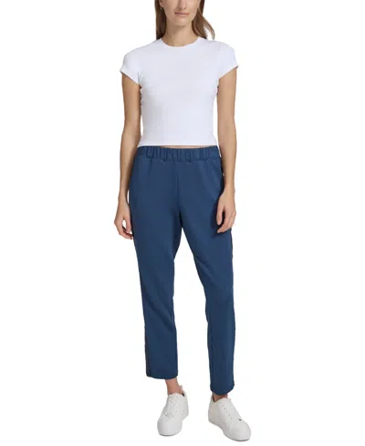 Marc New York Andrew Marc Sport Women's Scuba Satin-trim Slim-leg Pants In Royal