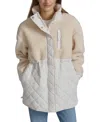 Marc New York Andrew Marc Sport Women's Sherpa Trim Longline Quilted Jacket In Cream