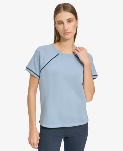 Marc New York Andrew Marc Sport Women's Short-sleeve French Terry Top In Faded Denim