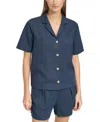 MARC NEW YORK ANDREW MARC SPORT WOMEN'S SHORT-SLEEVE WASHED BUTTON-FRONT CAMP SHIRT
