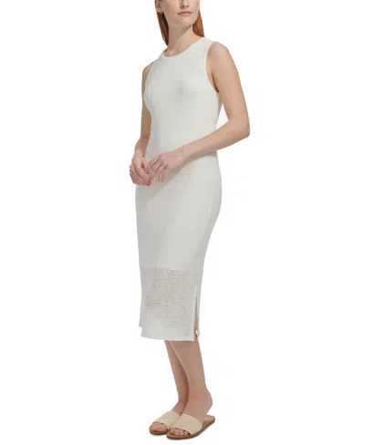 Marc New York Andrew Marc Sport Women's Sleeveless Side-slit Midi Dress In White