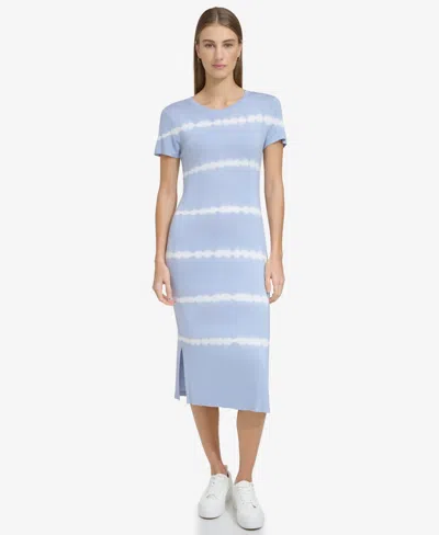 Marc New York Andrew Marc Sport Women's Tie-dyed Midi T-shirt Dress In Chambray