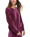 Marc New York Andrew Marc Sport Women's Velvet Ribbed Top In Malbec