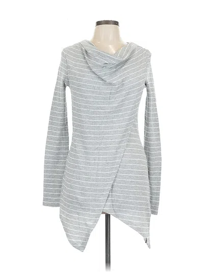 Pre-owned Marc New York By Andrew Marc Performance Long Sleeve Top Gray Stripes Pattern Cowl Neck Tops