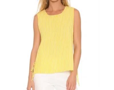Marc New York Coastal Linen Blend Blouse Stripe Tie Side In Yellow