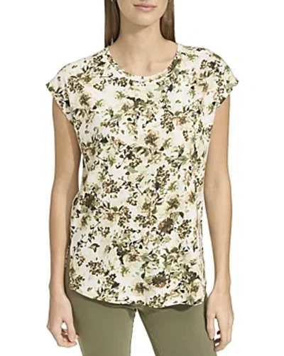 Marc New York Floral Print Cap Sleeve Tee In Forest
