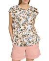 MARC NEW YORK FLORAL PRINT CAP SLEEVE TEE