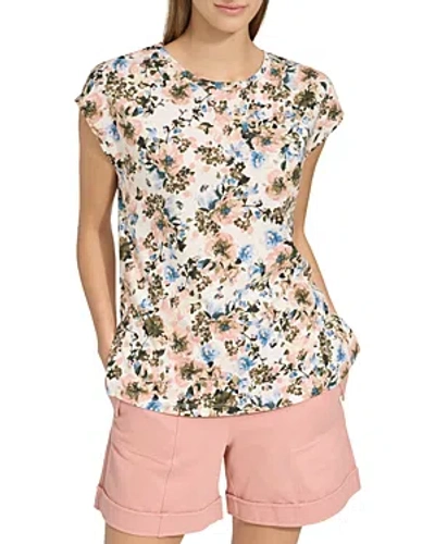 Marc New York Andrew Marc Sport Women's Cotton Dolman-sleeve Tee In Rose Mixed Floral