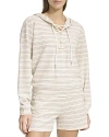 Marc New York Heritage Striped Lace Up Hoodie In Oatmeal Combo