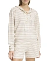 Marc New York Heritage Striped Lace Up Hoodie In Oatmeal