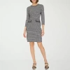 Marc New York Houndstooth Womens 3/4 Sleeve Sheath Dress In Black