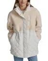 Marc New York Andrew Marc Sport Women's Sherpa Trim Longline Quilted Jacket In Cream