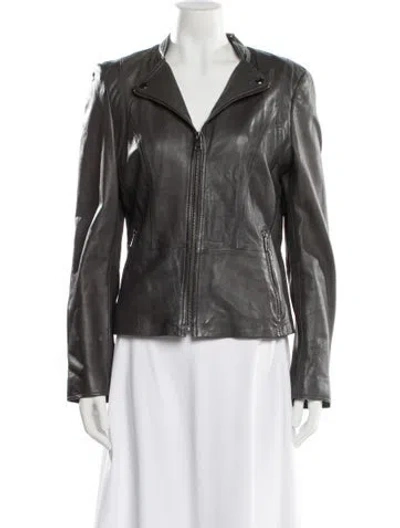 Pre-owned Marc New York Leather Biker Jacket In Gray