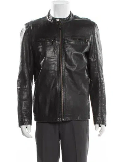 Pre-owned Marc New York Leather Moto Jacket In Gray