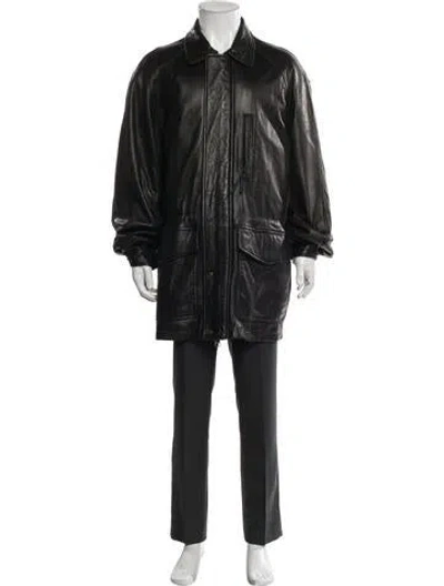 Pre-owned Marc New York Leather Overcoat In Black