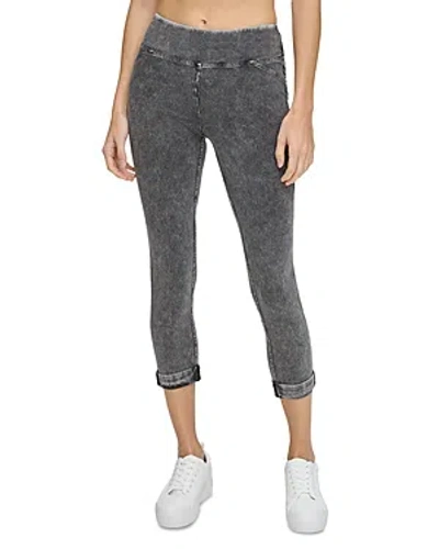 Marc New York Mark New York Mineral Washed Cropped Denim Leggings In Black