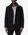 Marc New York Men's Brooks Melton Wool Car Coat With Faux Fur Collar In Black