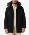 Marc New York Men's Dawson Hooded Parka With Faux-leather & Faux-fur Trim In Black