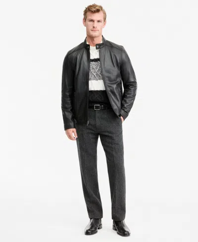 Marc New York Men's Genuine Leather Racer Jacket In Black