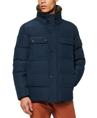 MARC NEW YORK MEN'S GODWIN QUILTED TRUCKER JACKET WITH REMOVABLE FAUX-FUR TRIM