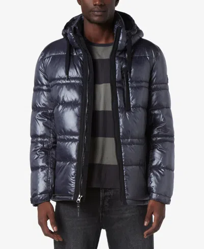 Marc New York Men's Gotham Super Wet Cire Puffer With Grossgrain Trim In Asphalt