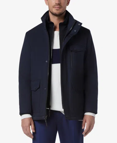 Marc New York Men's Hoyt Micro-houndstooth Soft Shell Barn Jacket With Removable Bib In Ink