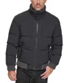 Marc New York Men's Sideling Stretch Crinkle Down Color Block Bomber Jacket In Black