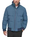 Marc New York Men's Sideling Stretch Crinkle Down Color Block Bomber Jacket In Lagoon