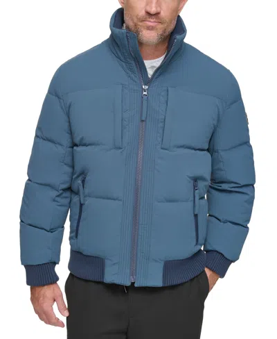 Marc New York Men's Sideling Stretch Crinkle Down Color Block Bomber Jacket In Lagoon