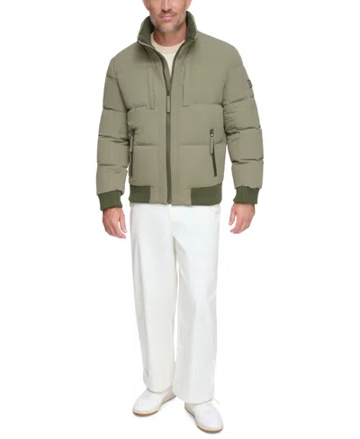 Marc New York Men's Sideling Stretch Crinkle Down Color Block Bomber Jacket In Sage