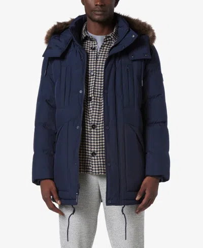 Marc New York Men's Tremont Down Parka With Faux Fur Trimmed Removable Hood In Ink