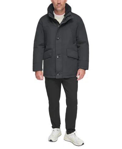 Marc New York Men's Wittstock Insulated Full-zip Waxed Parka With Removable Fleece Trim In Black