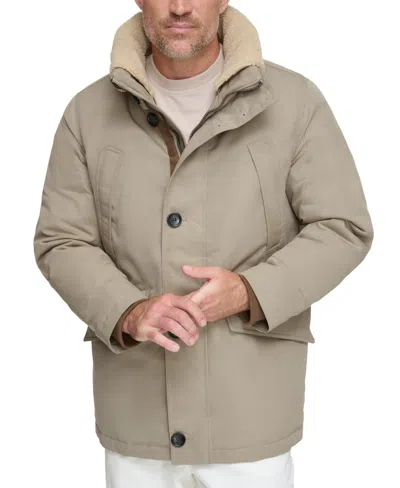 Marc New York Men's Wittstock Insulated Full-zip Waxed Parka With Removable Fleece Trim In Brindle