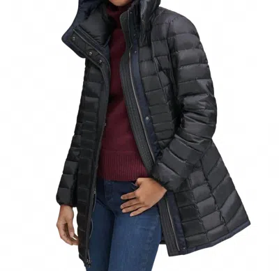 Marc New York Removable Hood Marble Quilted Down Jacket In Black