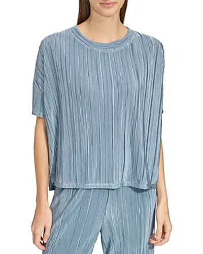 Marc New York Short Sleeve Plisse Top In Faded Denim