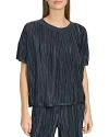 Marc New York Short Sleeve Plisse Top In Ink