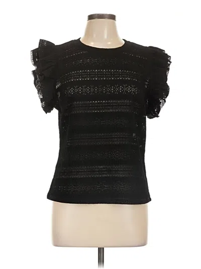 Pre-owned Marc New York Short Sleeve Top Black Ruffles Neckline Tops