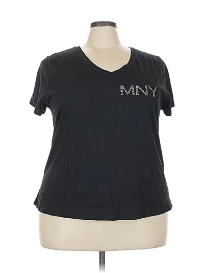 Pre-owned Marc New York Short Sleeve Top Black Solid Pattern V Neck Tops