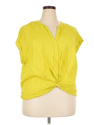Pre-owned Marc New York Short Sleeve Top Yellow Plunge Neckline Tops